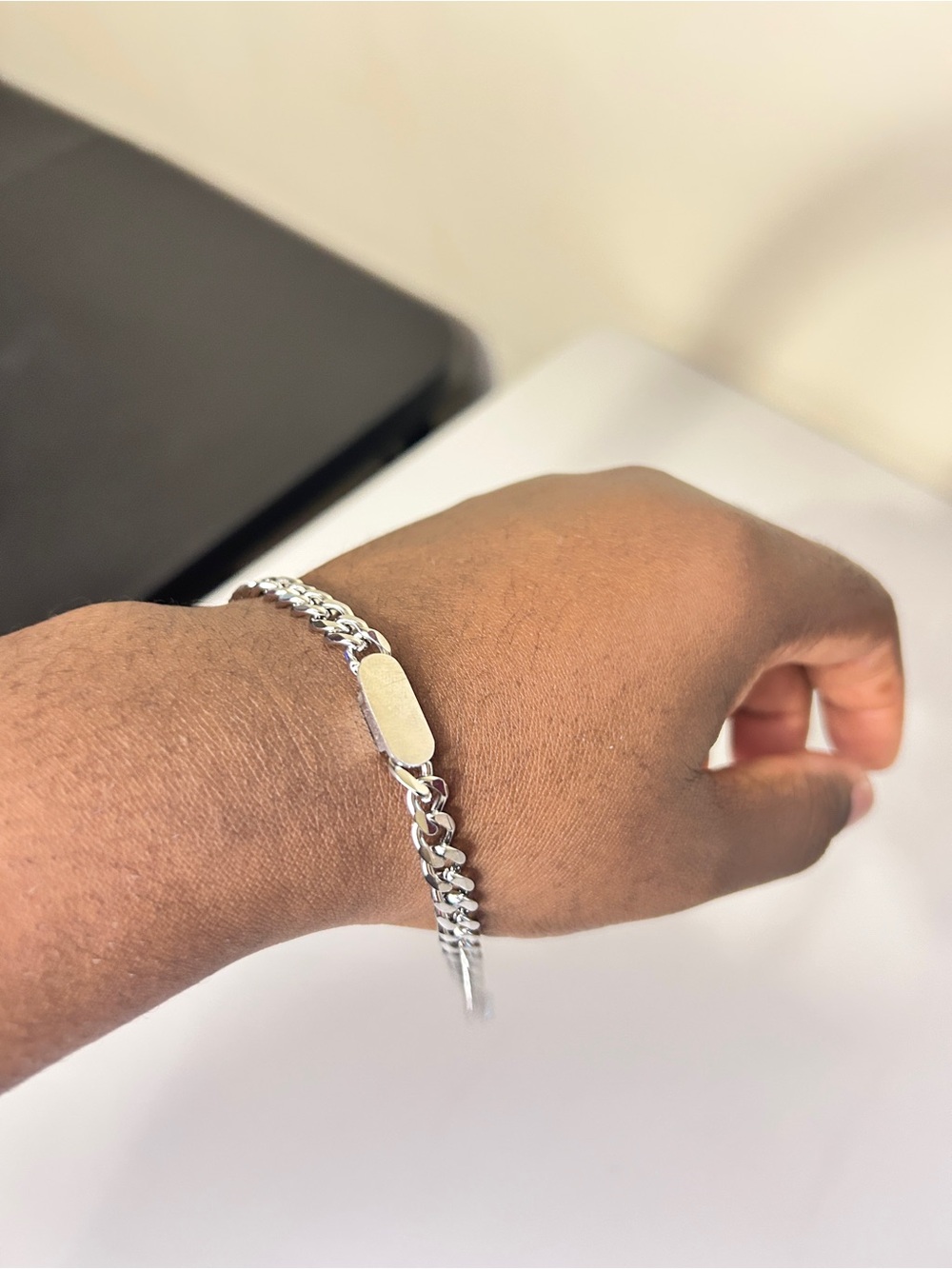 Polished Silver ID Chain Bracelet for Women